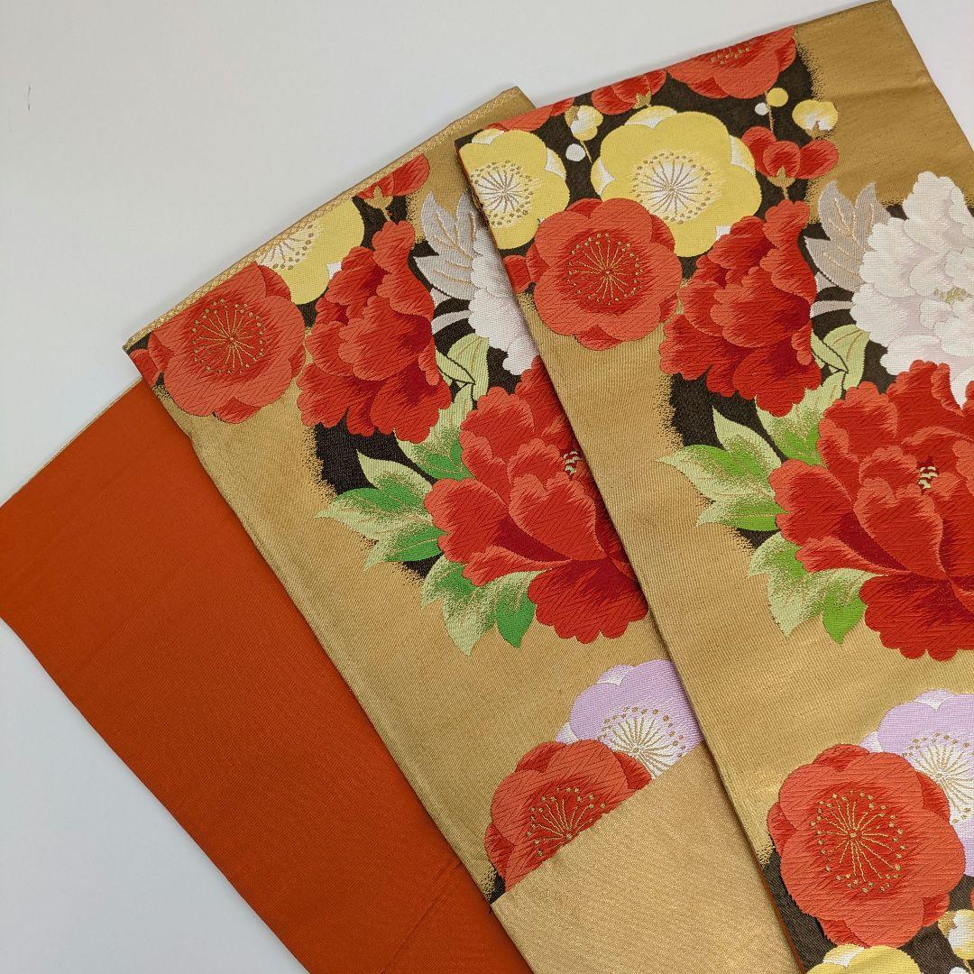 袋帯 正絹 六通 唐織 金箔 豪華な花の刺繍 帯 つ-127 - メルカリ