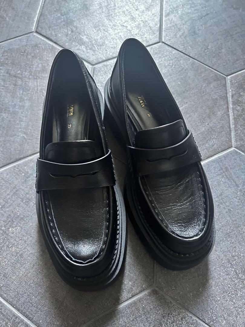 美品 ZARA ローファー チェーン 金具 トラックソール 35