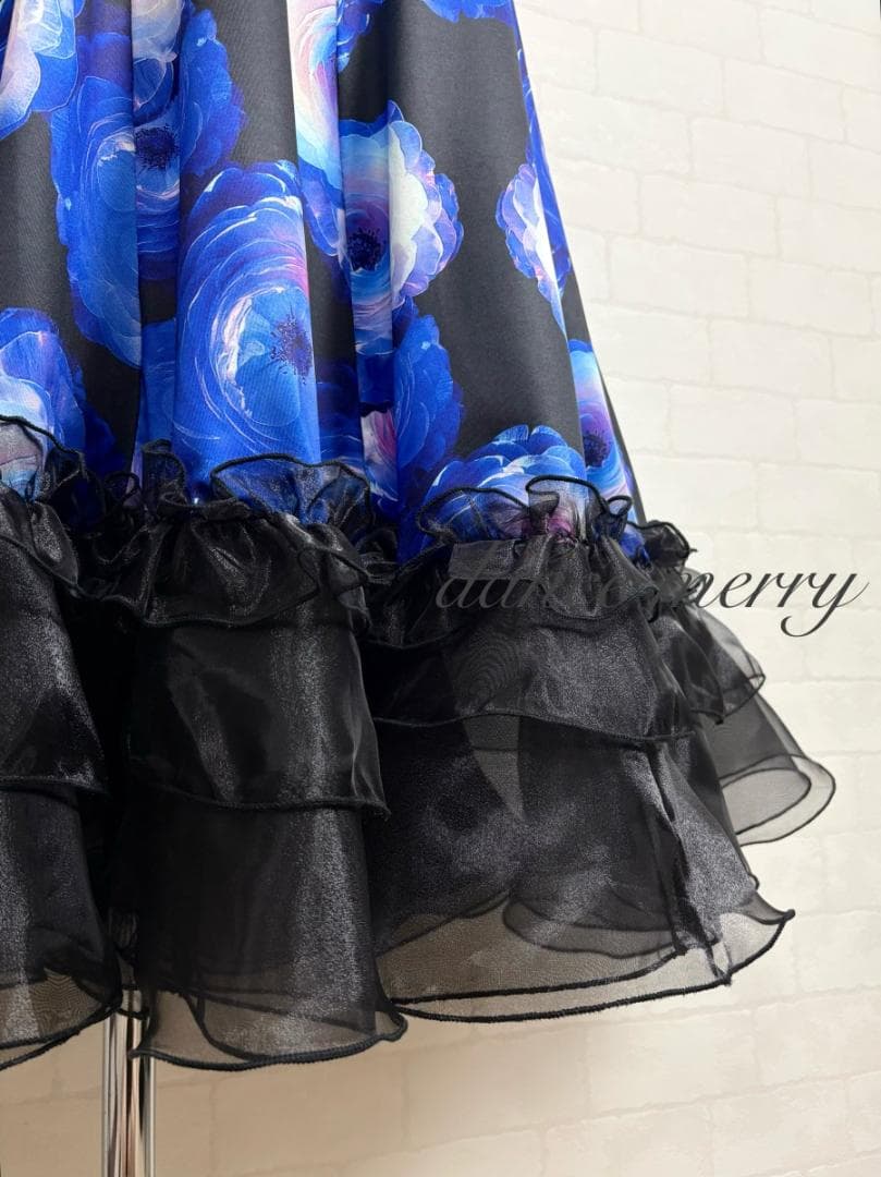 新品　社交ダンス　青　黒　紫　スカート　豪華　パーティ　ワルツ　6535　衣装