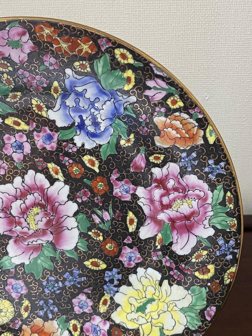 中国手描き金彩牡丹(ぼたん)柄大皿1枚。70年代お祝い最高級品