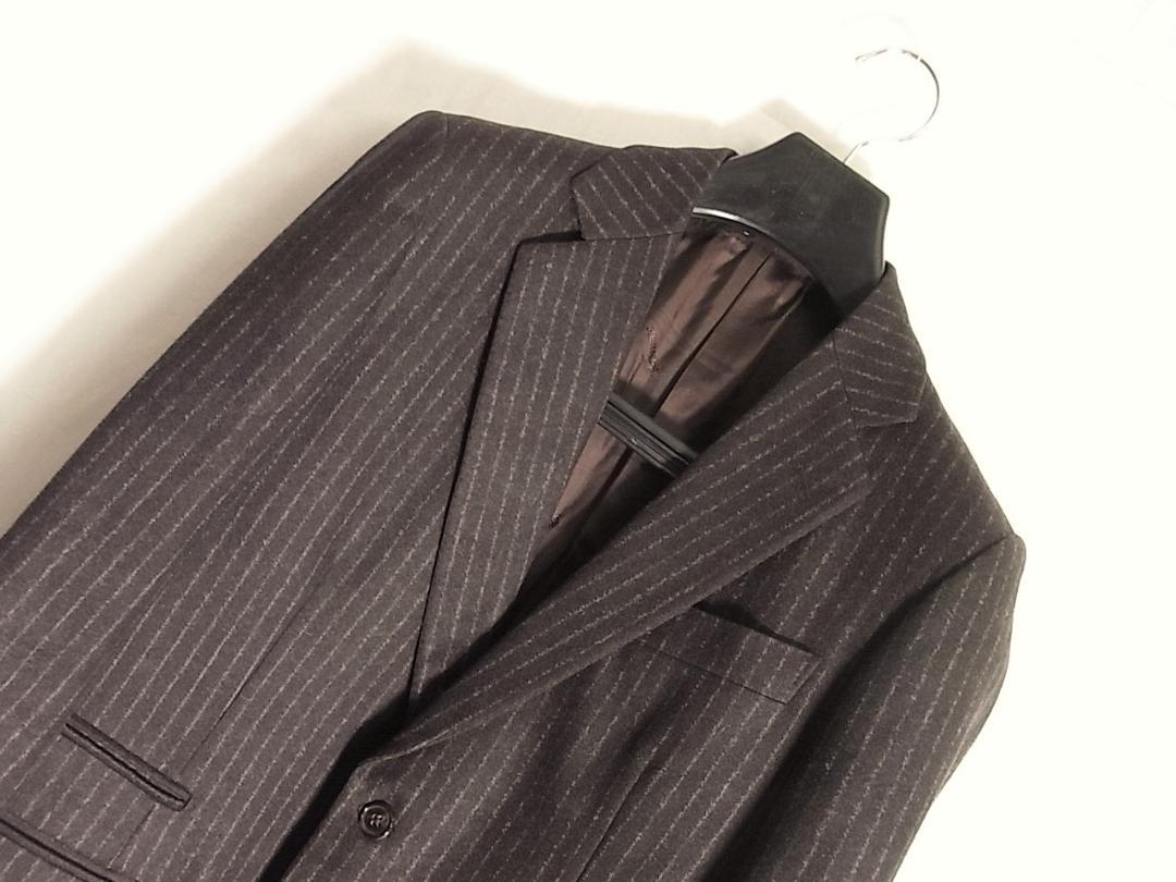 size46☆良品訳有☆エルメス HERMES カシミア混2釦スーツ フラノ地