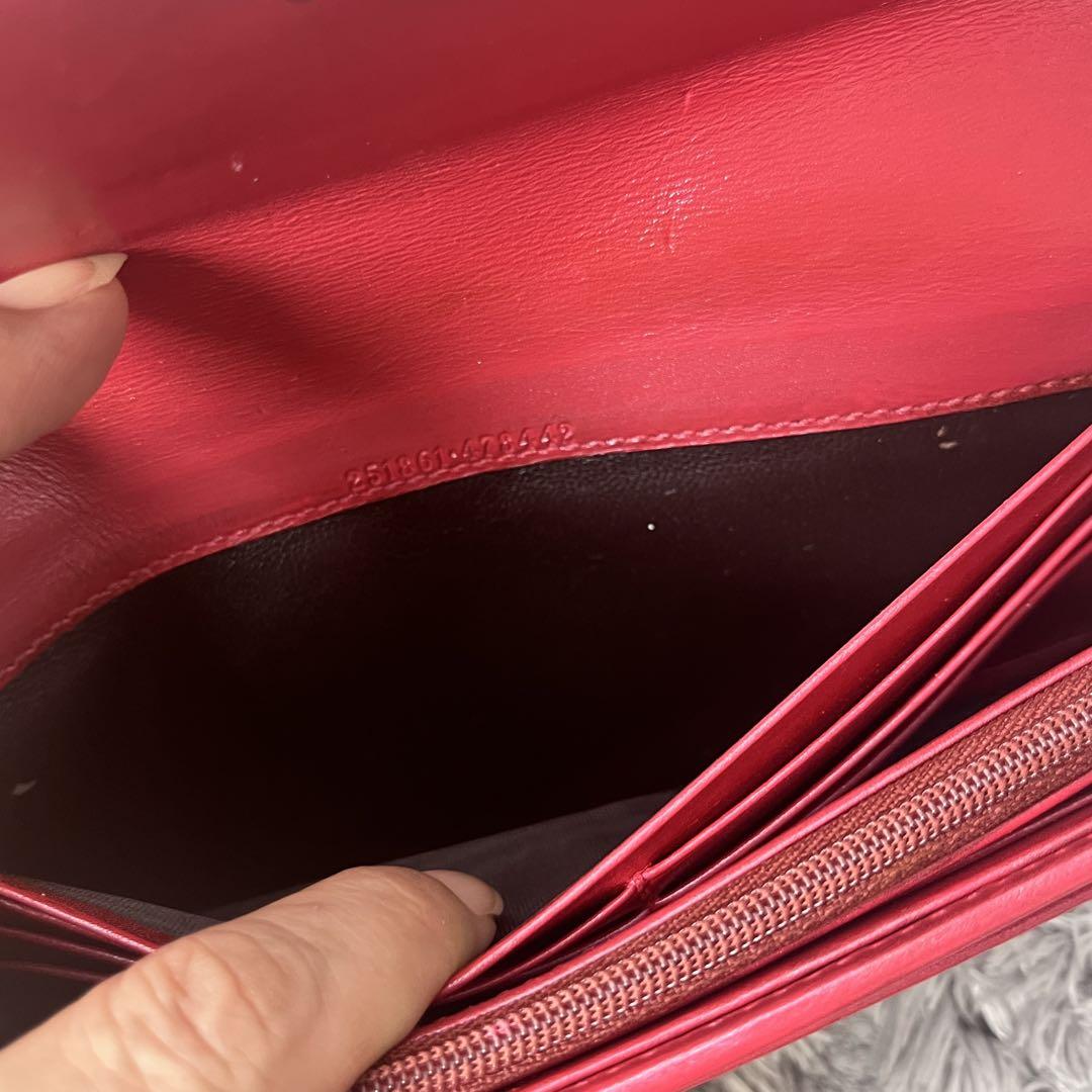 GUCCI✨長財布　ラブリーハート　GGキャンバス パールレッド　レディース
