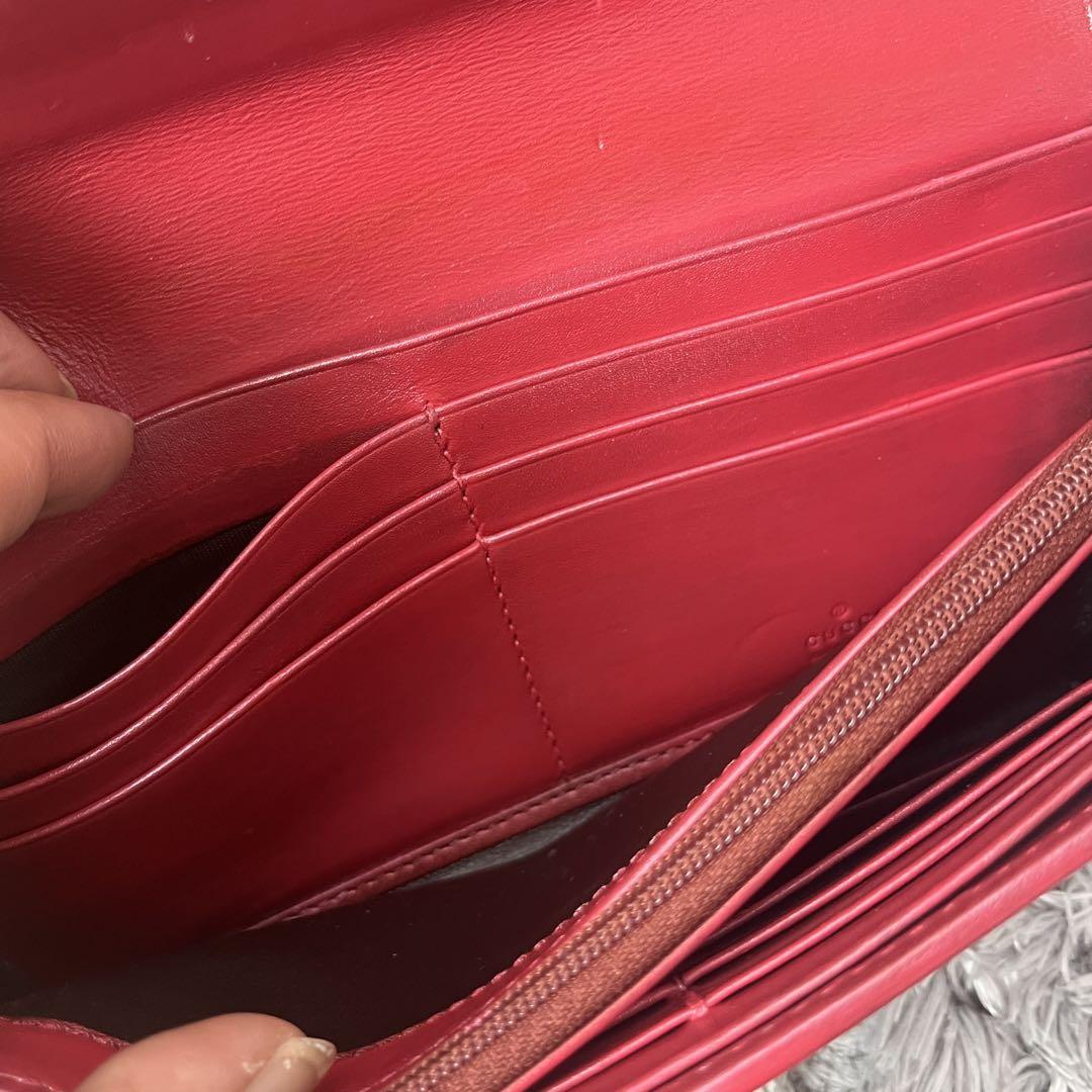 GUCCI✨長財布　ラブリーハート　GGキャンバス パールレッド　レディース