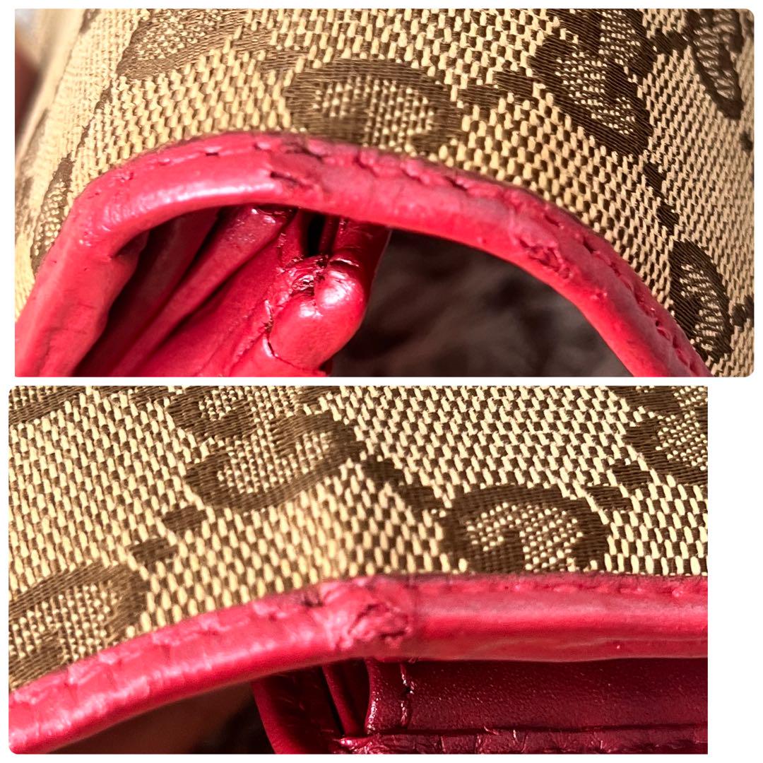 GUCCI✨長財布　ラブリーハート　GGキャンバス パールレッド　レディース
