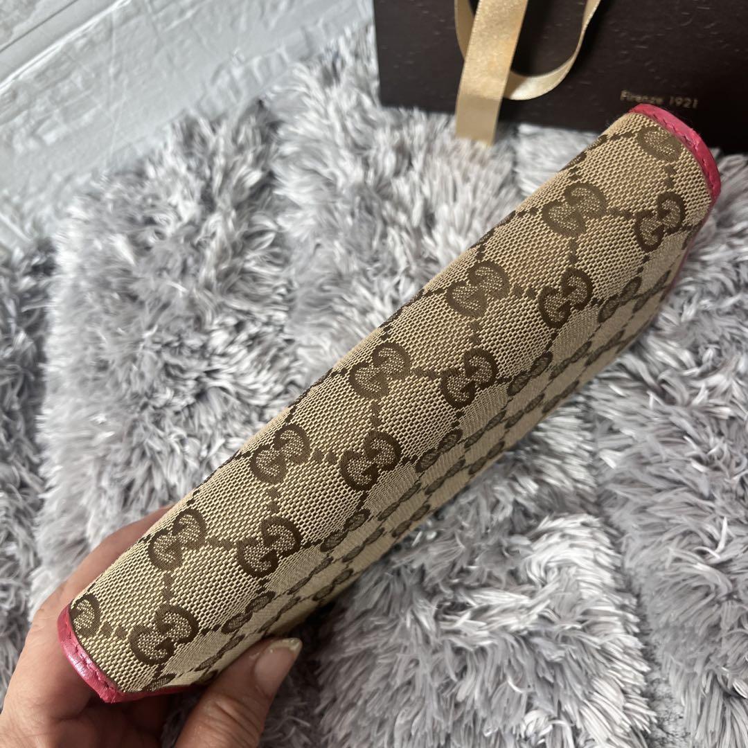 GUCCI✨長財布　ラブリーハート　GGキャンバス パールレッド　レディース