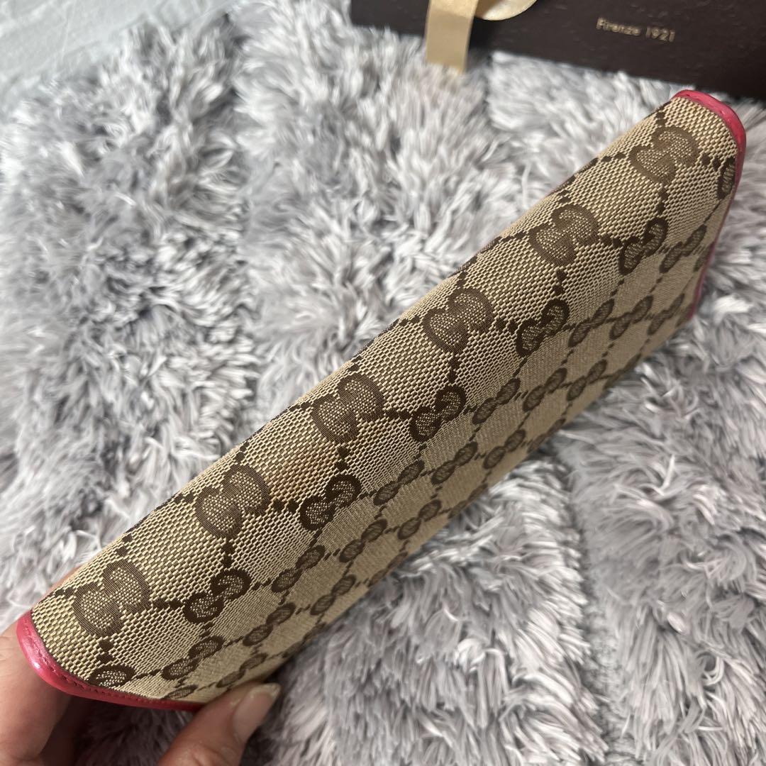 GUCCI✨長財布　ラブリーハート　GGキャンバス パールレッド　レディース