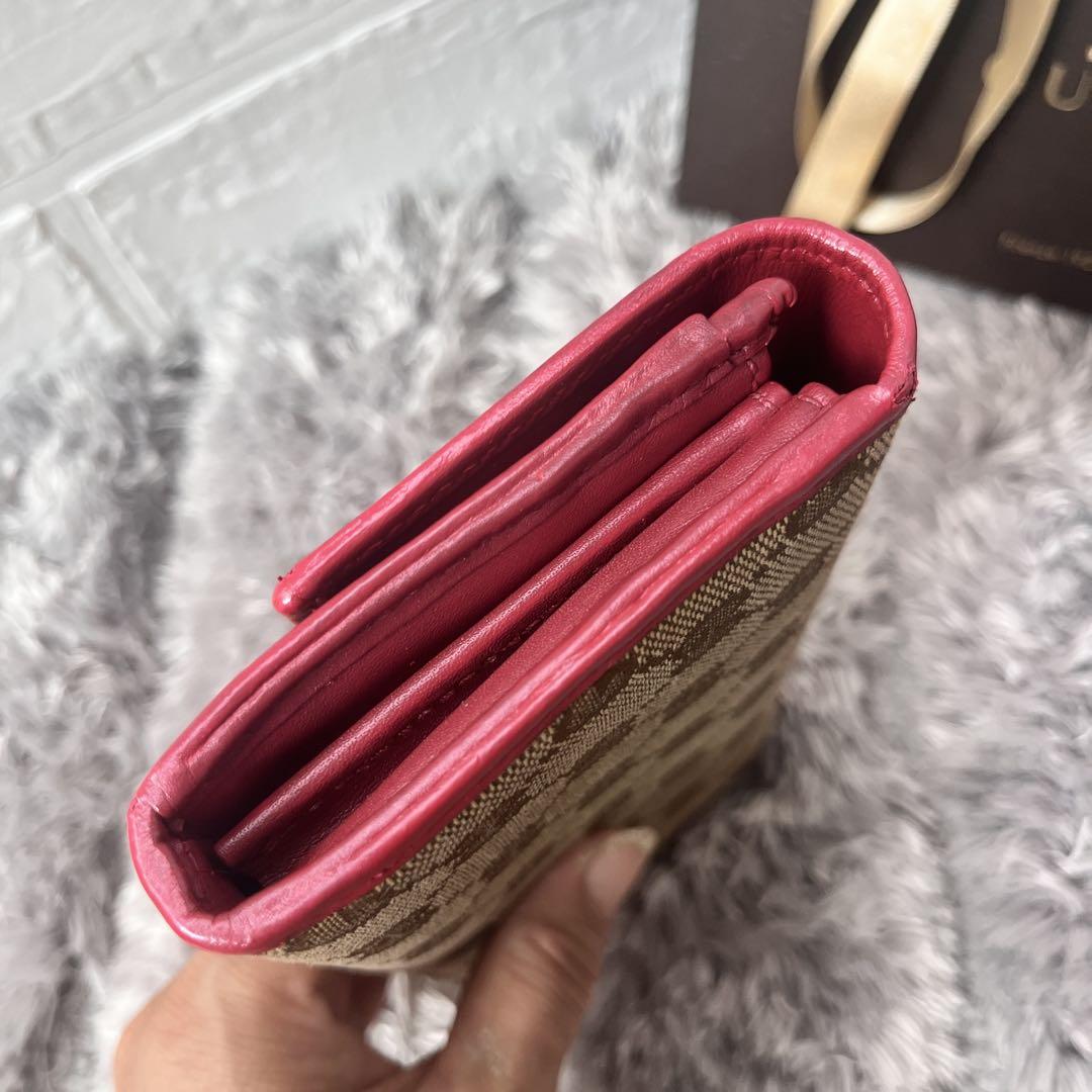 GUCCI✨長財布　ラブリーハート　GGキャンバス パールレッド　レディース
