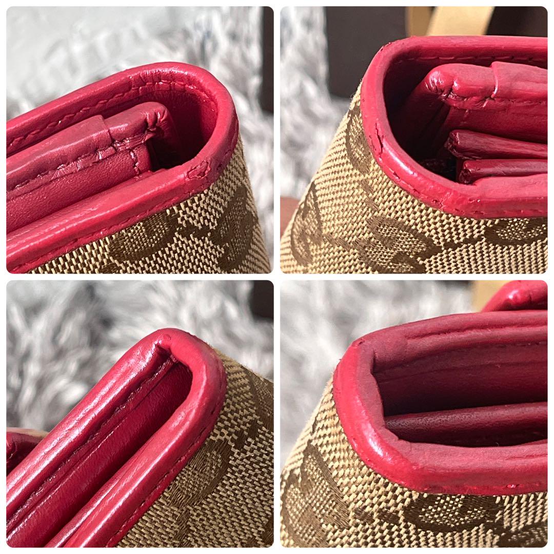 GUCCI✨長財布　ラブリーハート　GGキャンバス パールレッド　レディース
