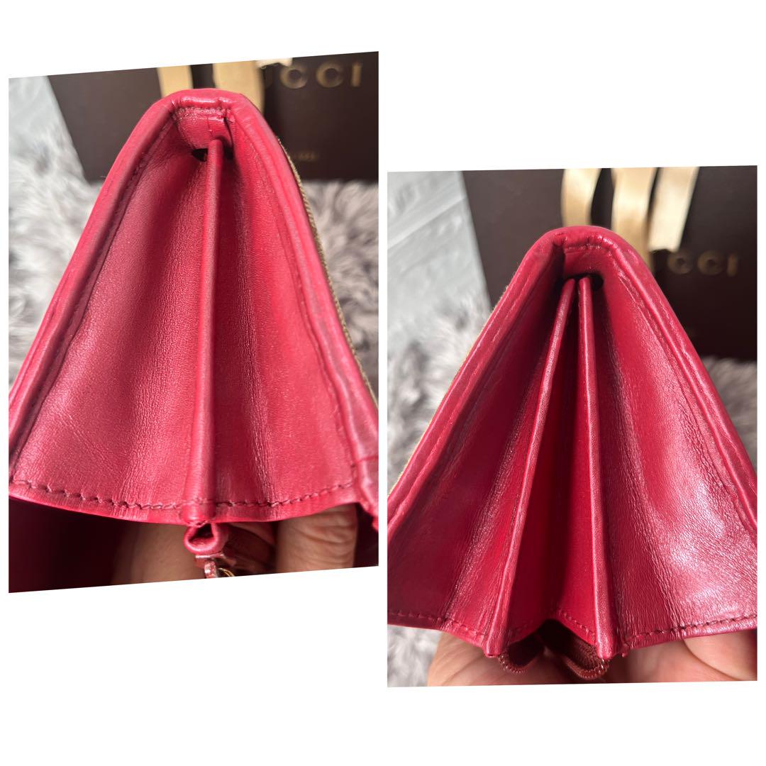 GUCCI✨長財布　ラブリーハート　GGキャンバス パールレッド　レディース