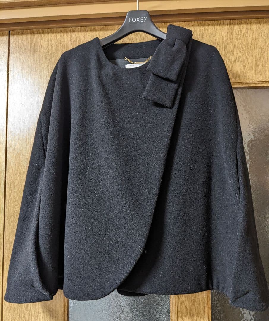 1回着 ブルーガール ケープ ポンチョ コート ウール リボンモチーフ 40M BLUGIRL