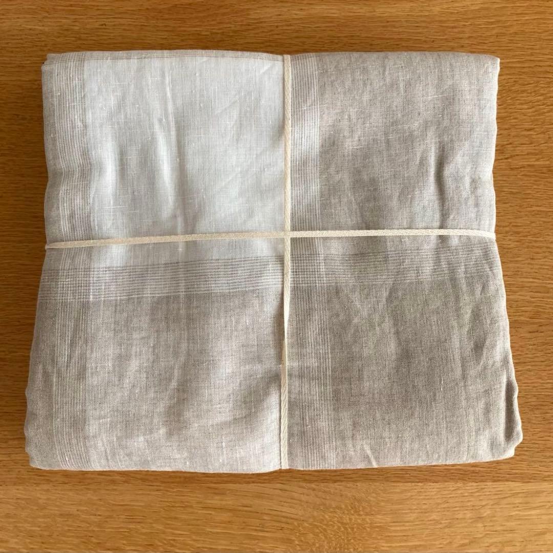 無印良品 麻平織 掛ふとんカバー SS-S シングル 生成チェック