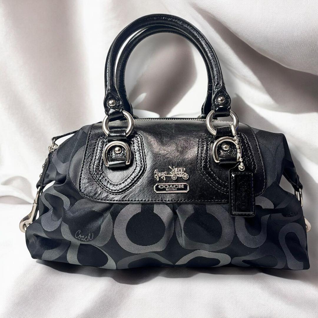 美品✨ COACH コーチ ハンドバッグ 横長 トートバッグ 黒