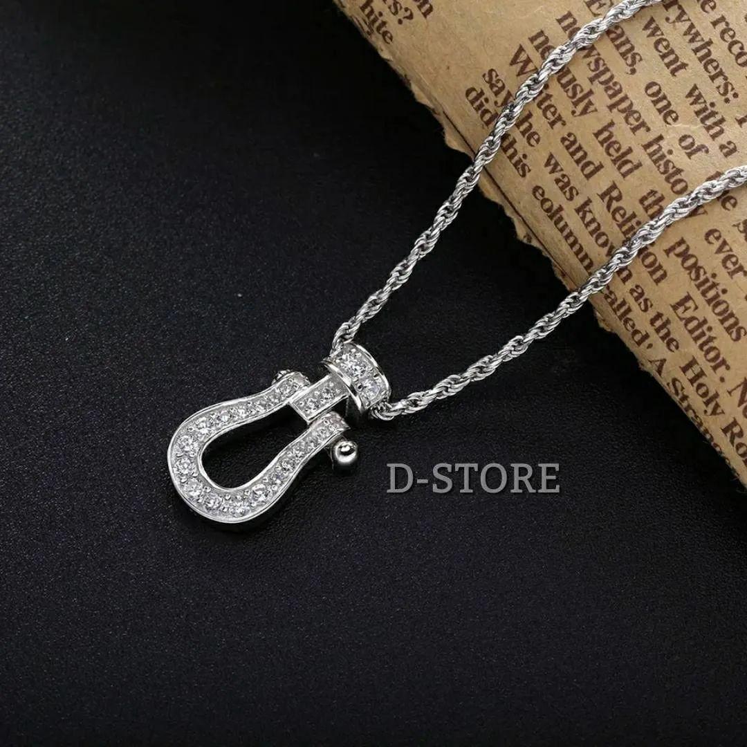 【送料無料/新品】 D-STORE ホースシューネックレス シルバー925 CZダイアモンド アクセサリー