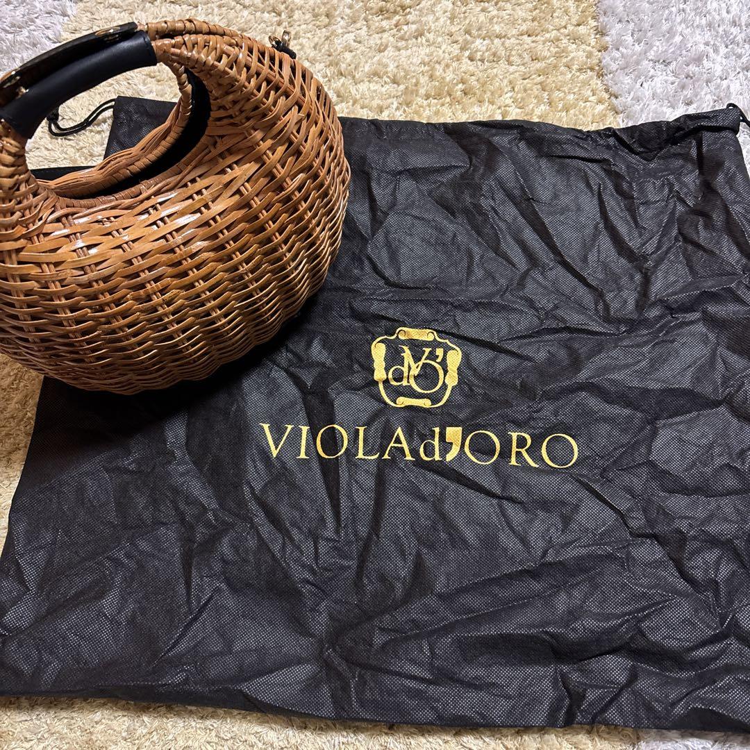 VIOLAd'ORO ヴィオラドーロ　ラタン 丸型ハンドバッグ　ショルダー