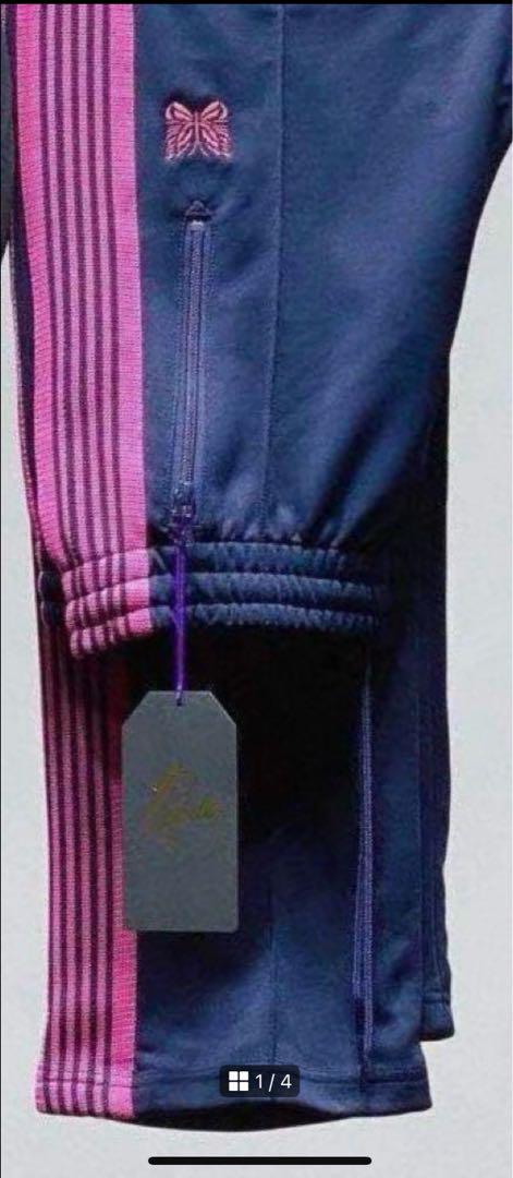 新品LセイズNeedlesストレッチジャージパンツ ネイビーピンク色