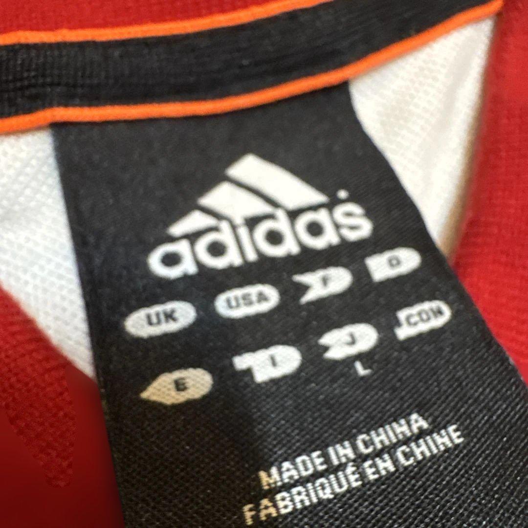 adidas ポロシャツ ホワイト/レッド SIZE L - メルカリ