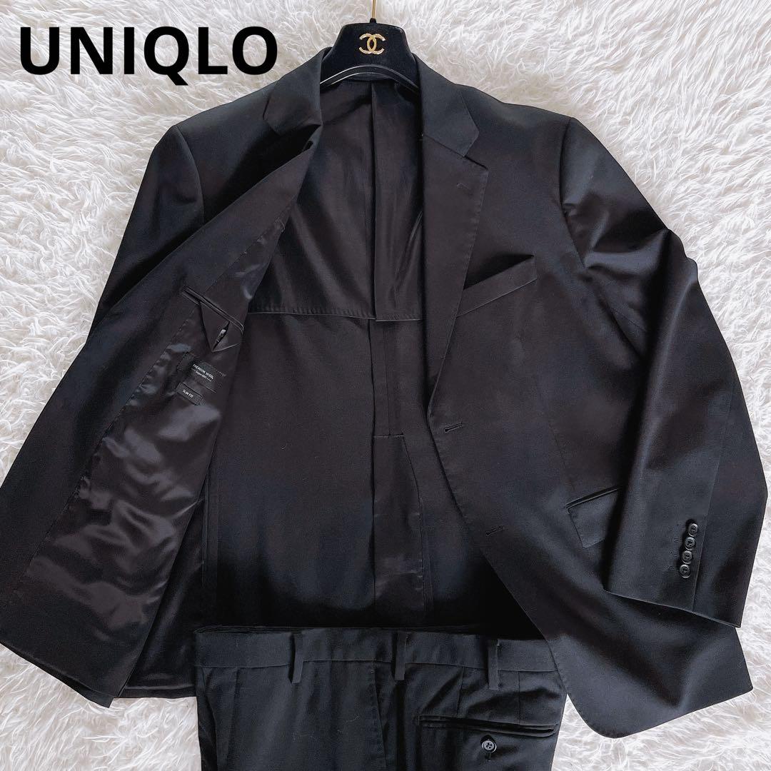 【UNIQLO】スーツ SUPER 110’s ブラック ウール 上52下79