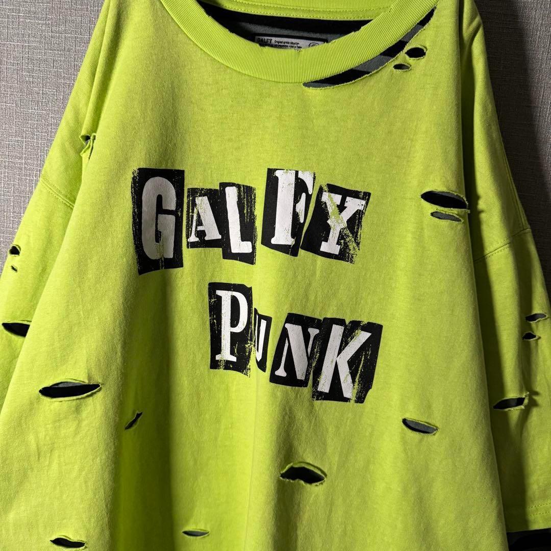 GALFY レイヤード風 ロンT ヴィンテージ加工 ボーダー バックデカロゴ L GALFY レイヤード風 ロンT ヴィンテージ加工 ボーダー バックデカロゴ L