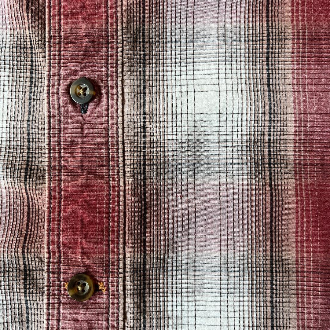 00s Carhartt 半袖BDシャツ オンブレチェック L 赤A188
