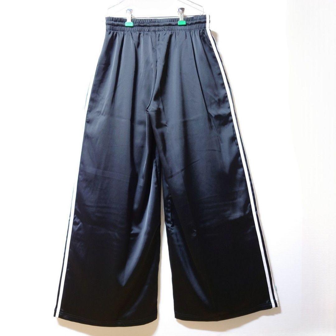 新品★黒3XL★サテンワイドレッグトラックパンツ★男女兼★常田大希★adidas
