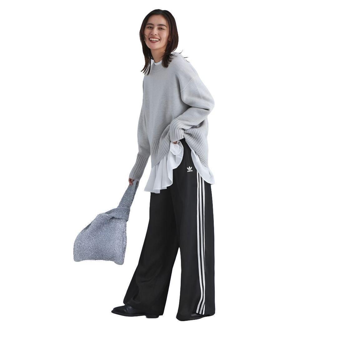 新品★黒3XL★サテンワイドレッグトラックパンツ★男女兼★常田大希★adidas