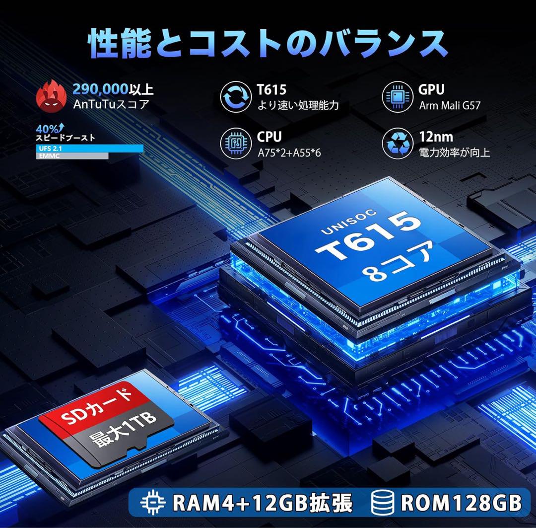 Androidタブレット 10.1インチ UNISOC T615