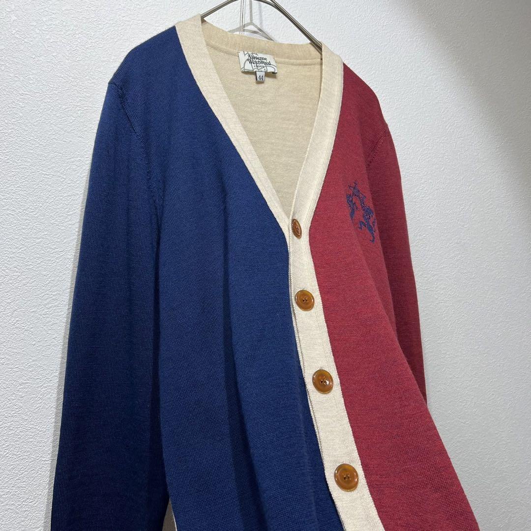 希少 美品 ヴィヴィアンウエストウッドマン 上質 オーブロゴ 刺繍 カーディガン