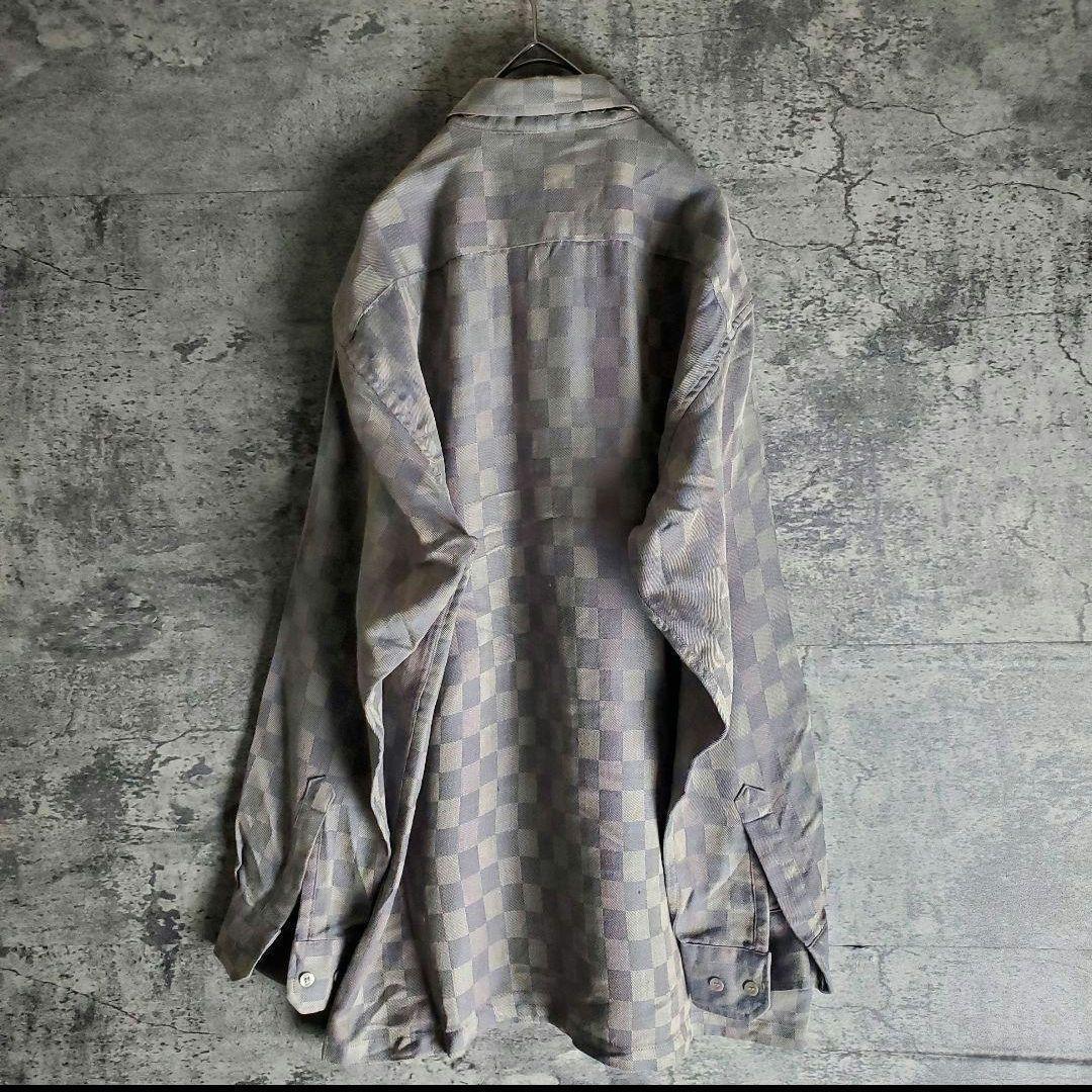 【ネクタイシャツ】ニットセーター 総柄 ヘリンボーン アースカラー レトロ