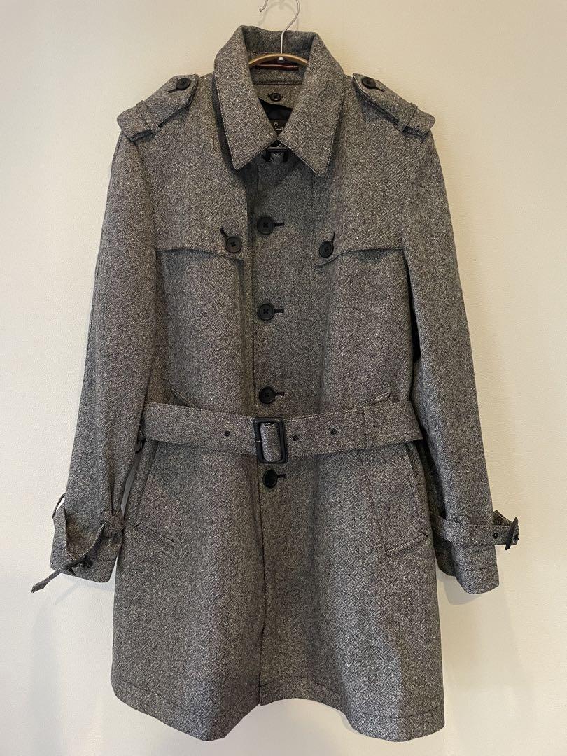 Paul Smith グレー ウール トレンチコート中綿ライナー付きコート