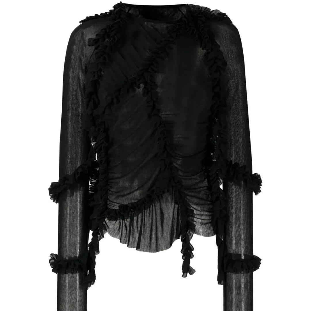 【新品未使用】MM6 Maison Margiela シースルーブラックトップス