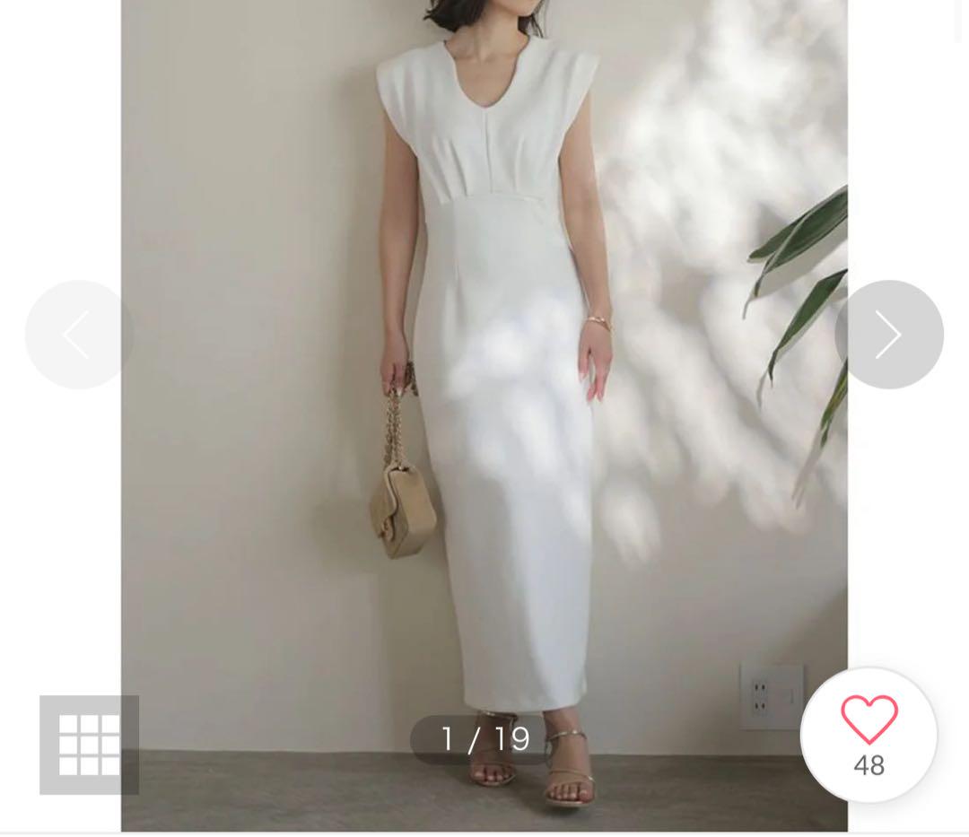 ニュアンスネックストレートカットワンピース （WHITE）size M