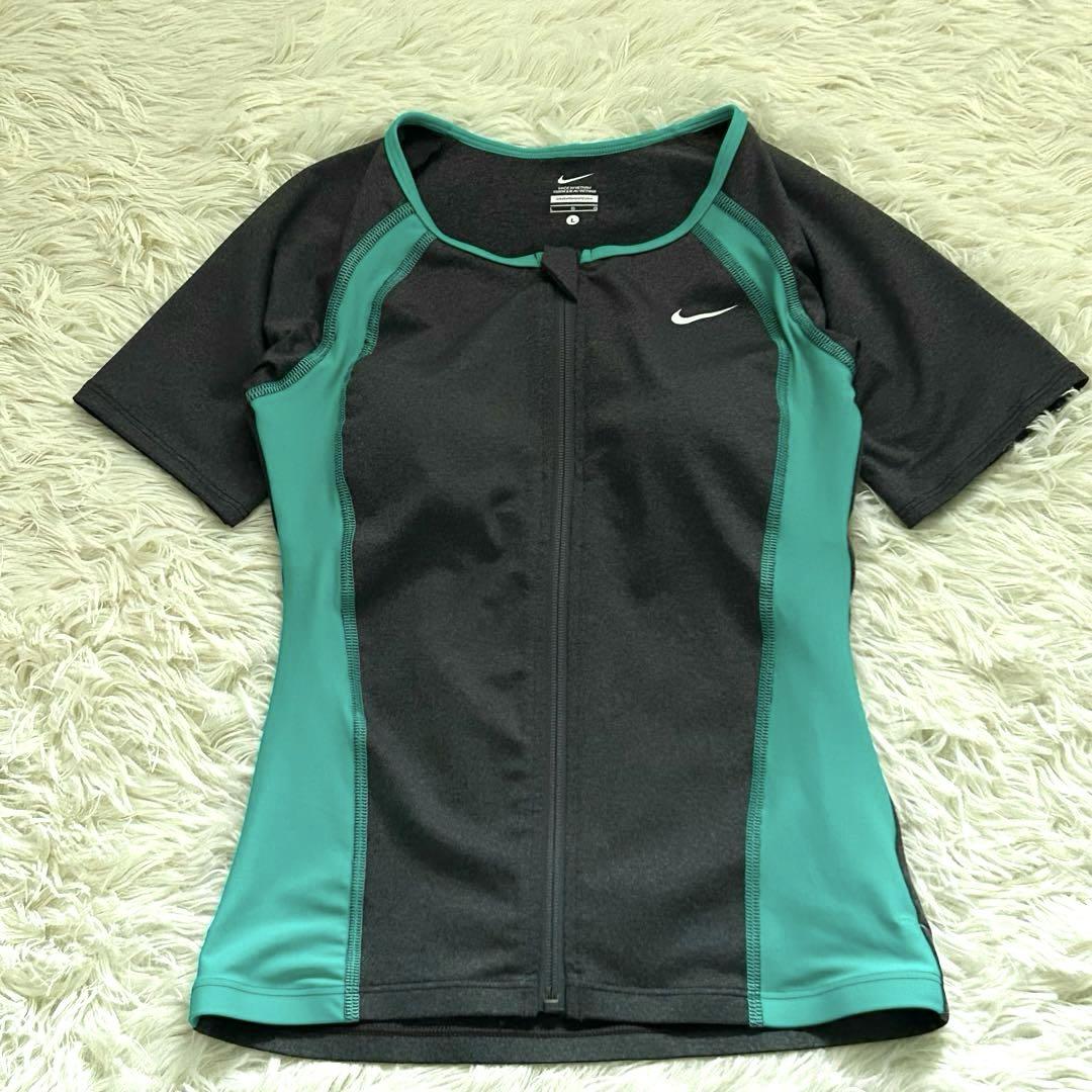 [美品]おまけ付き✨NIKEナイキ　スポーツ水着　半袖　上下セット　Lサイズ