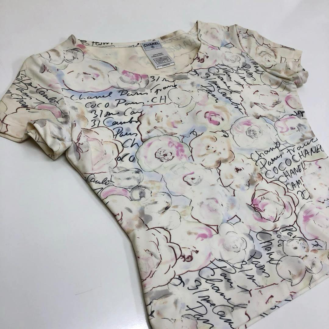 ☆希少・美品☆CHANEL 98C マイヨ Tシャツ カメリア柄 サイズ40
