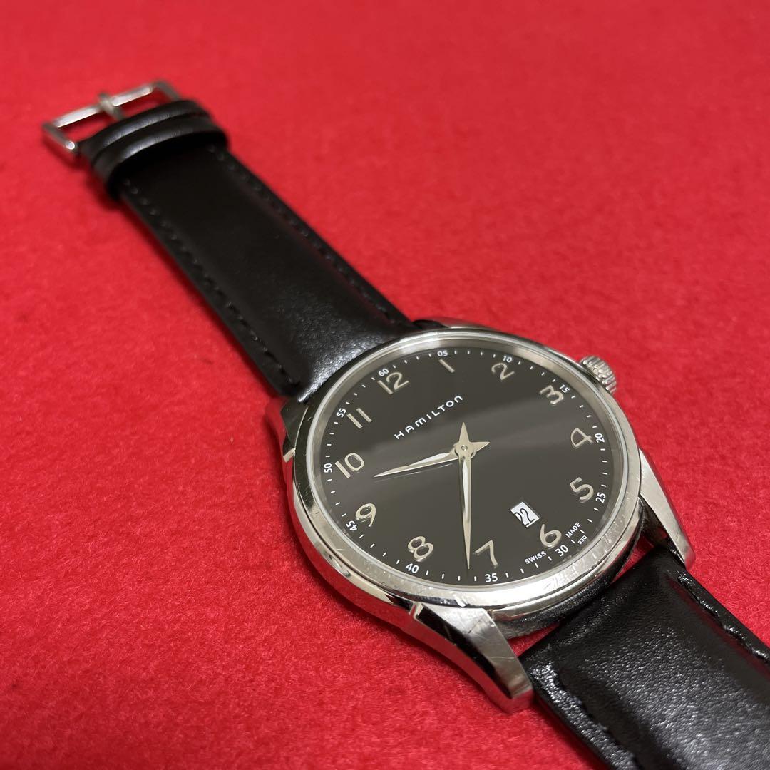 【良品】HAMILTON シンライン ブラック クォーツ 腕時計 Hamilton ジャズマスター シンライン 時計 クォーツ ブラック 黒
