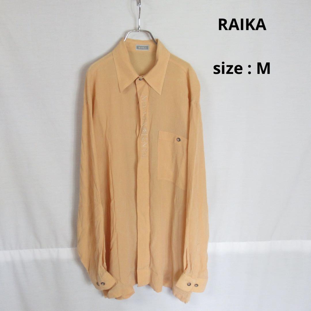 90s RAIKA オーバーサイズ テンセル デザイン シャツ ヴィンテージ M