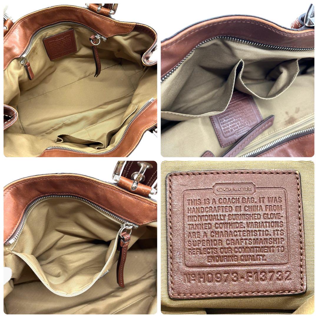良品 999 Coach Soho プリーテッド トートバッグ レザー ブラウン