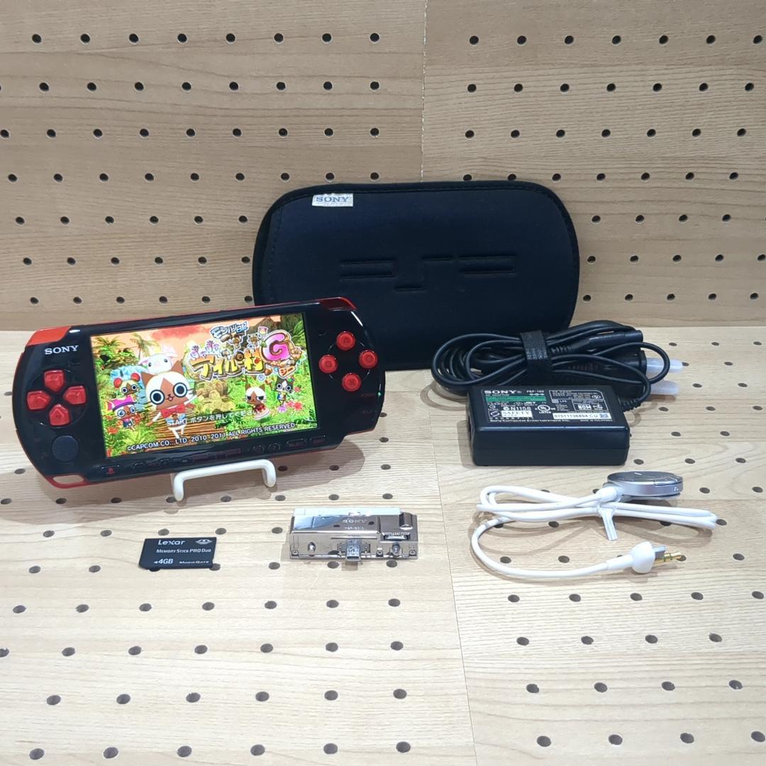 動作品 | 点検 整備済み psp3000 本体 ブラック×レッド 付属品あり