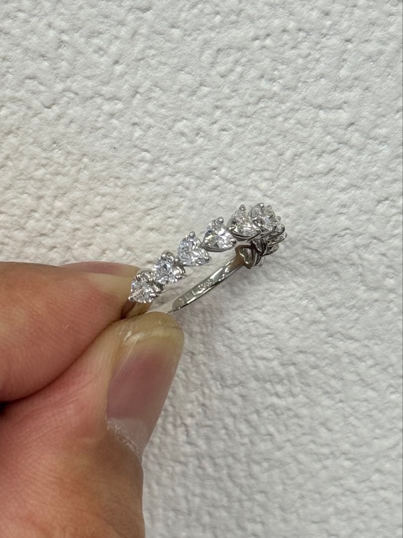 ★1.15ct★✨ハートシェイプカットダイヤモンドハーフエタニティリング指輪