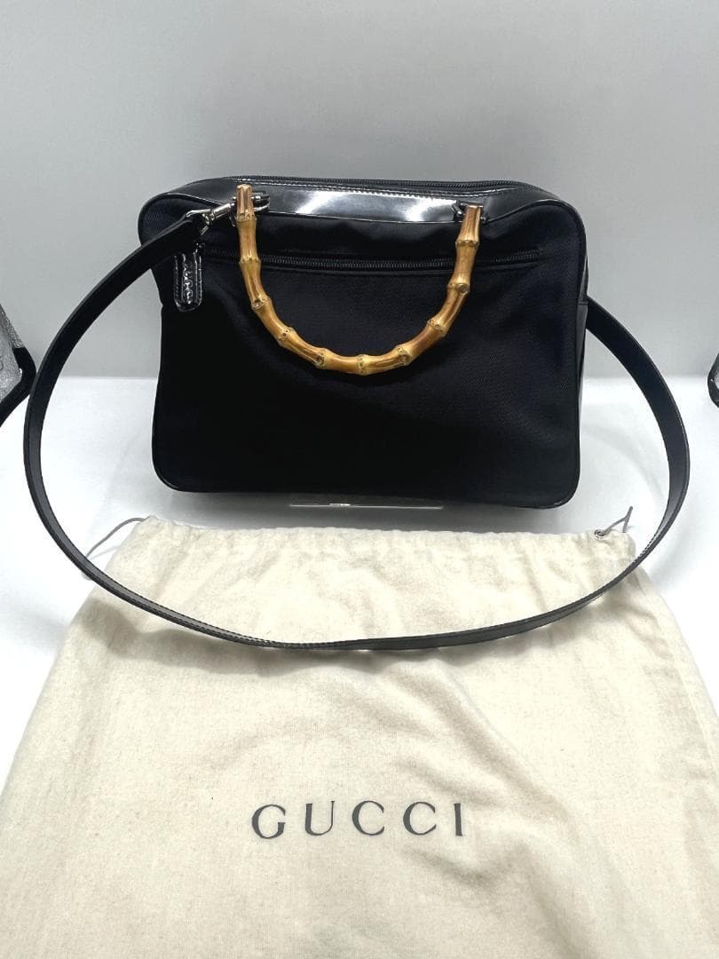 GUCCI　バンブー　2way　ハンドバッグ　黒　ヴィンテージ