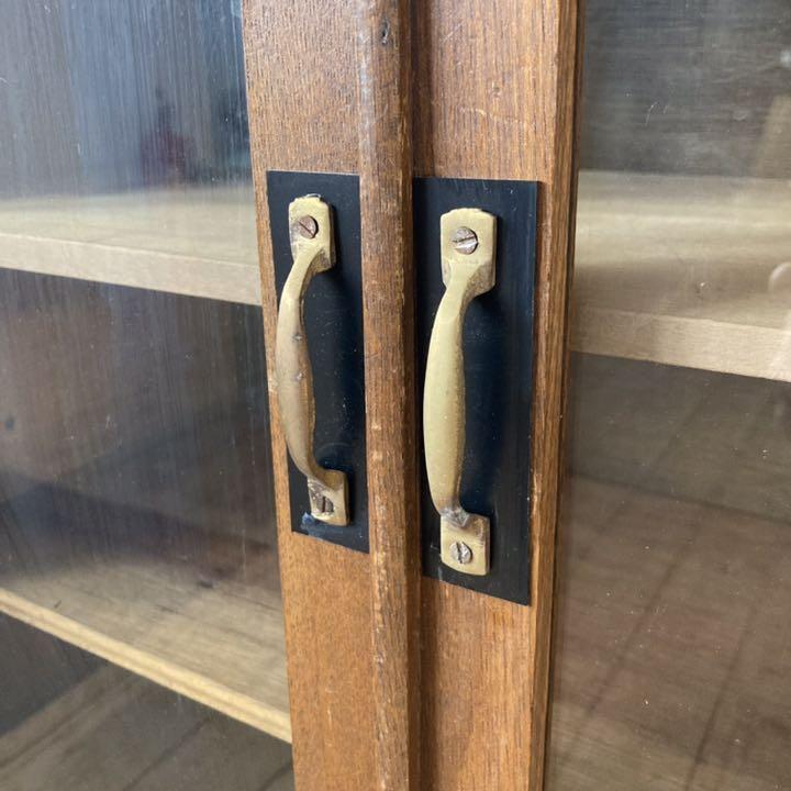 古家具　ガラスキャビネット　ガラス棚　店舗什器 古家具 ガラス棚 ガラスキャビネット 水屋箪笥
