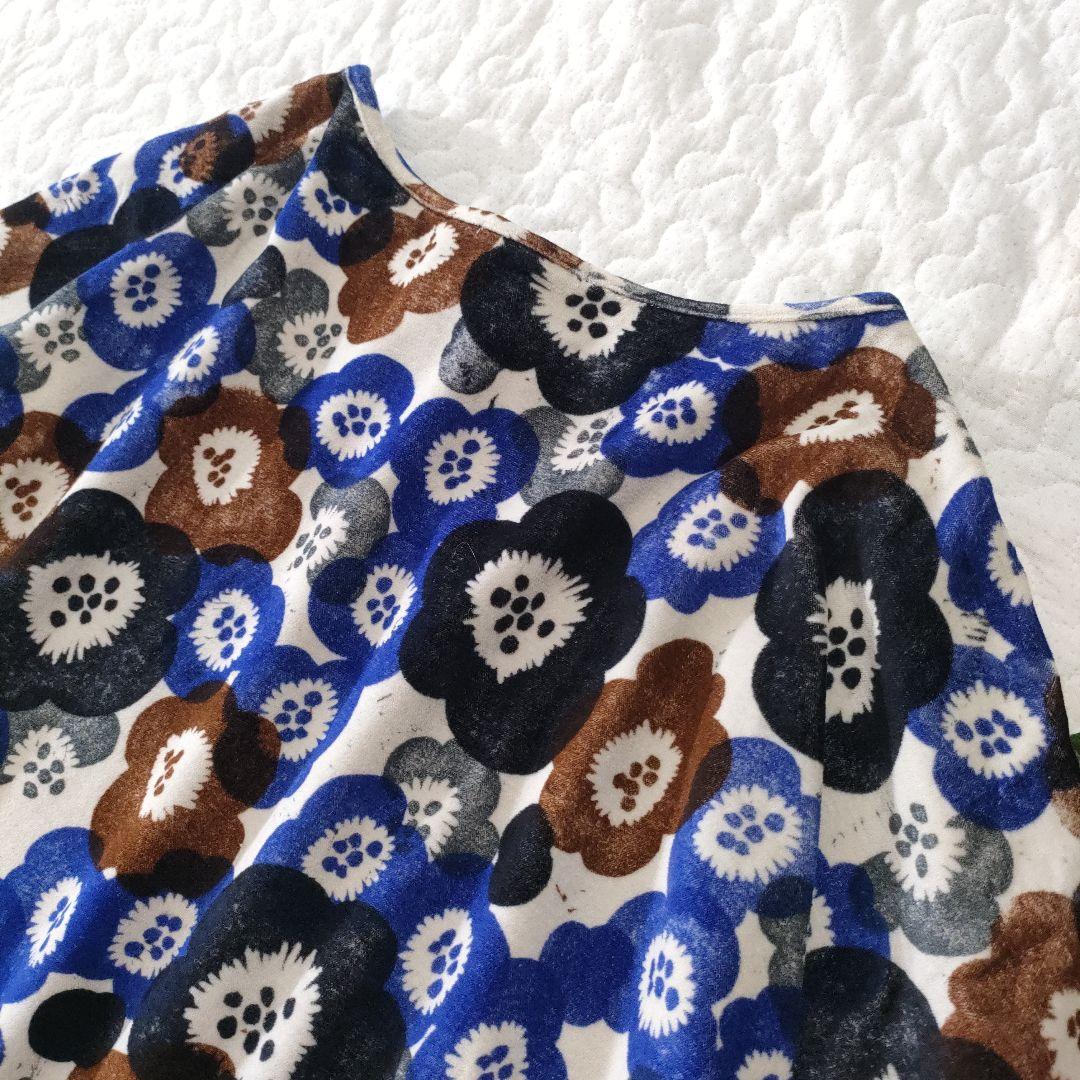 美品✨ミナペルホネン　millefiori　総柄起毛カットソー　裏地メッシュ