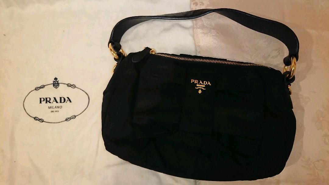 通販割引クーポン 黒 PRADA★リボンバッグ ハンドバッグ 通販割引クーポン 黒 PRADA★リボンバッグ ハンドバッグ