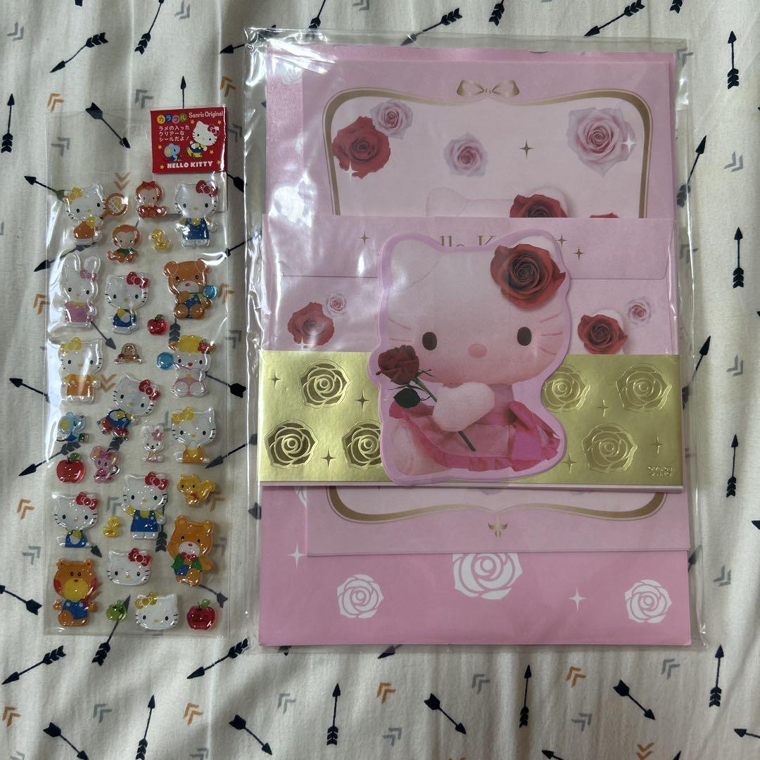 希少レア ハローキティ レターセット バラ 2008 サンリオ 平成レトロ 希少】2008年製ハローキティローズ レターセット レトロ - メルカリ