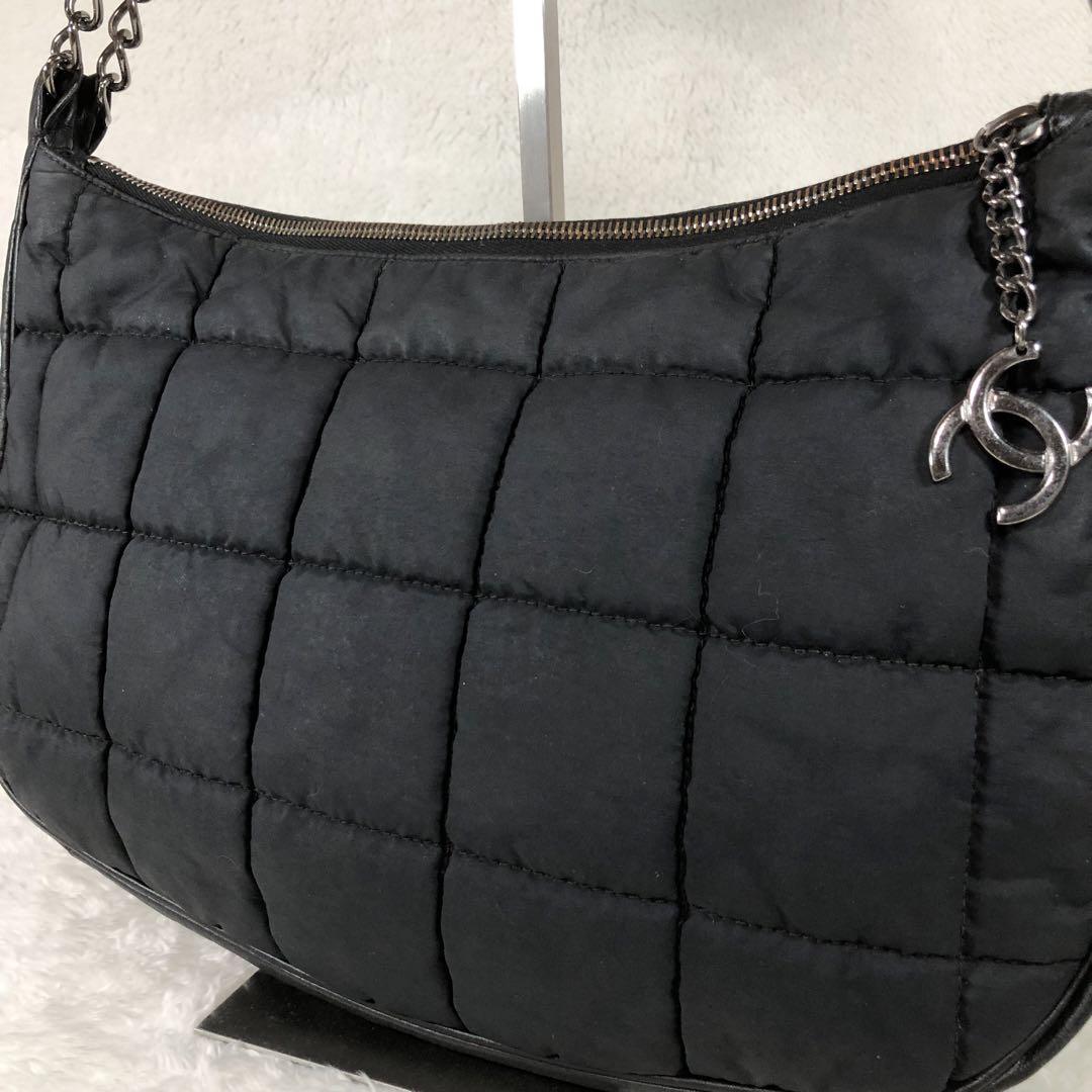 CHANEL ショルダーバッグ チョコバー ナイロン ワンショルダー ブラック