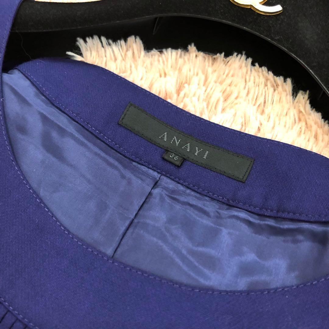 ✳️ANAY アナイ ブルー プリーツ ワンピース リボン 36 ✳️ANAY アナイ ブルー プリーツ ワンピース リボン 36