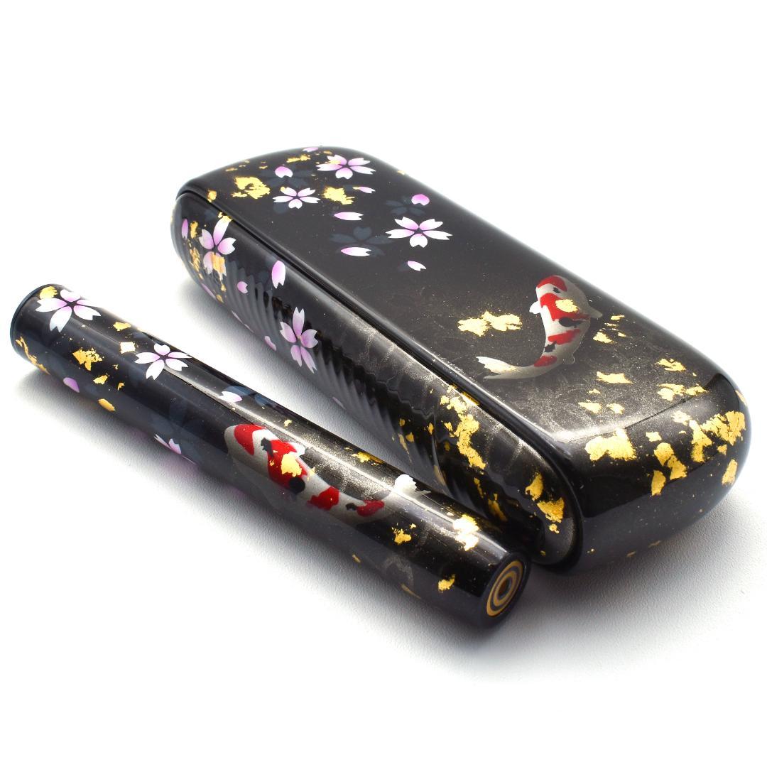 新型　IQOS ILUMAi　カスタムペイント　桜鯉柄　和柄　ブラック