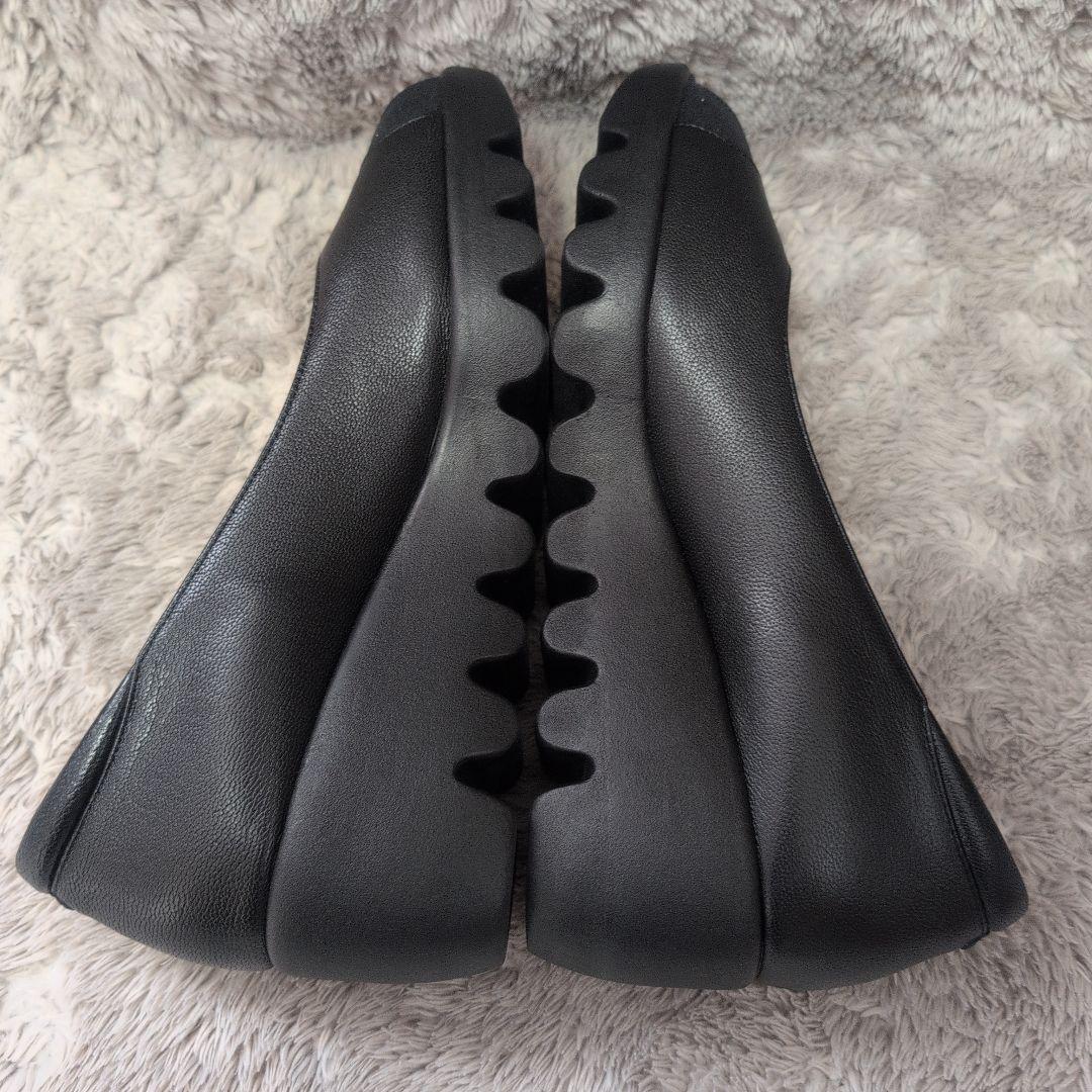 ヒルズアヴェニュー ウェーブソール パンプス レザー ブラック 22.5 極美品