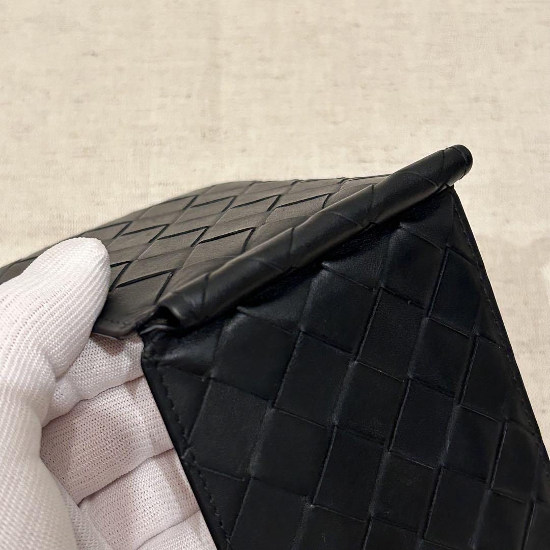 BOTTEGA VENETA 二つ折り財布 黒 レザー 保存袋付き