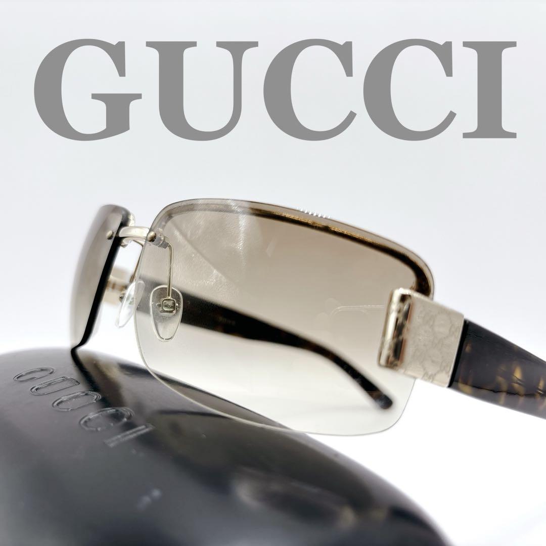 【レア】 GUCCI グッチ サングラスGGスプリーム ハーフリム ベッコウ柄