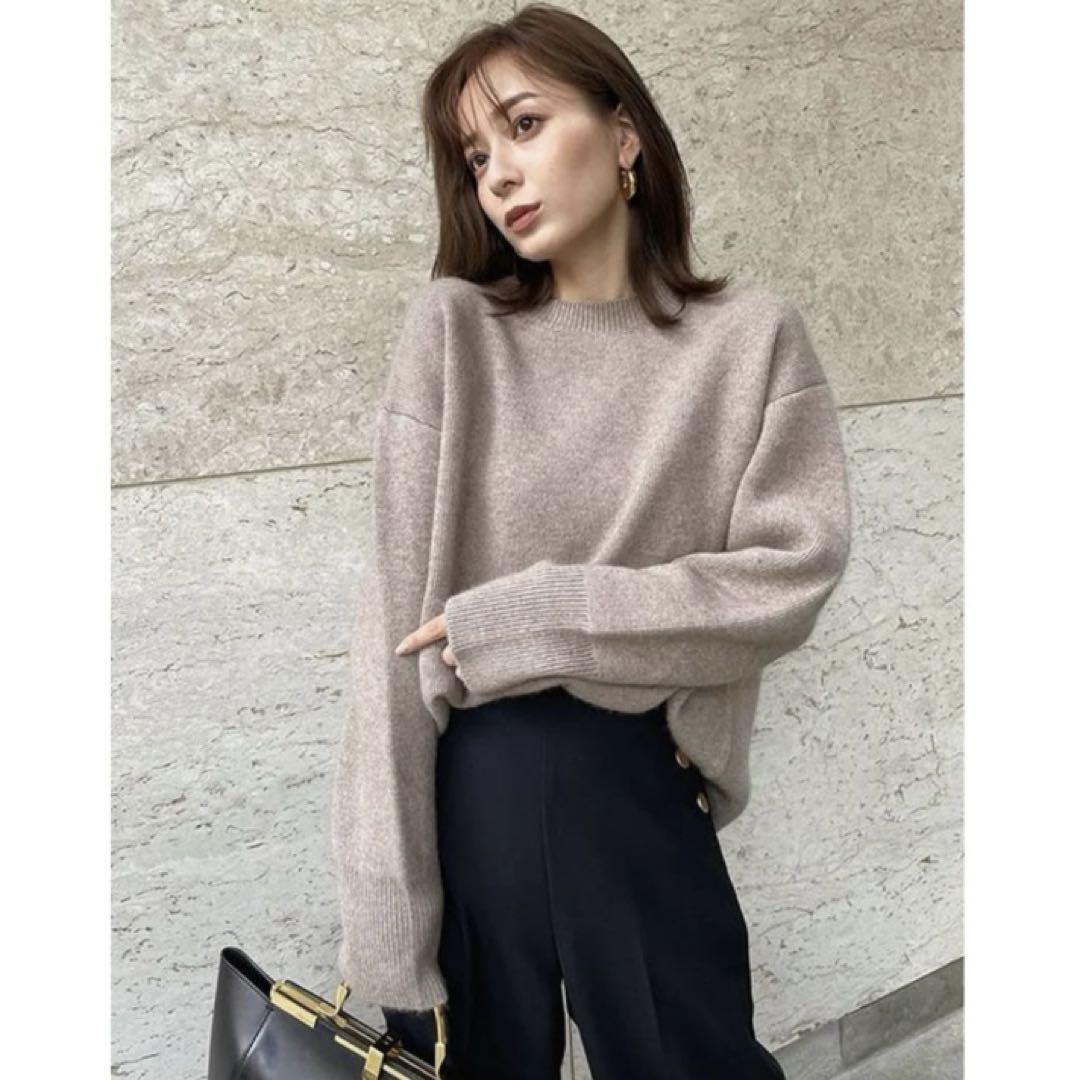 anuans ラクーン混クルーネックニット （BEIGE）
